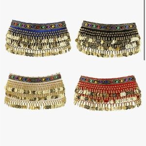 BELLY DANCE SCARF Wrap Chiffon Hip Belt Tribal Coin Sash Skirt Shakira Costume
